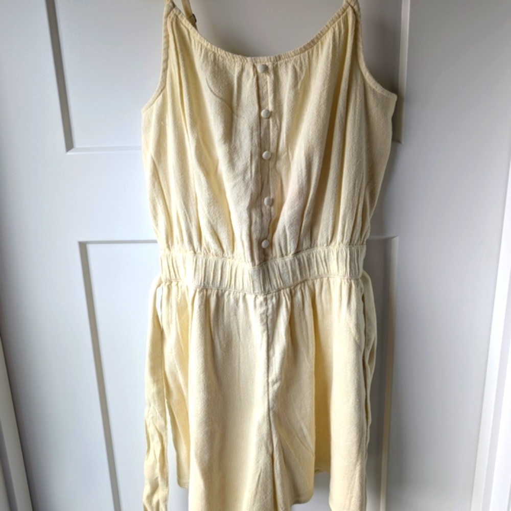 Cream Button-Front Sleeveless Dress